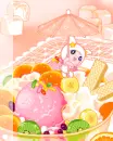 cute kawaii yummy ice cream cup with fruits