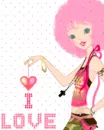 cute kawaii i love pink haired fashion girl
