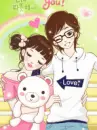 cute kawaii lovers together sitting on a bench
