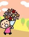 kawaii cutie holding a heavy bouquet & falling