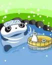 cute kawaii tare panda in hot waters
