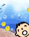 lil boy swimming in the sea