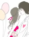 cute kawaii lovers kiss