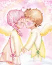 cute kawaii angel lovers kiss