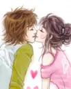 cute kawaii lovers kiss