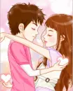 cute kawaii lovers hug