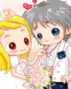 cute kawaii bride & groom
