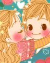 cute kawaii lovers kiss