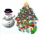 Christmas Tree w/snowmen & presents