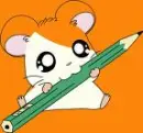 Hamtaro holding a pencil