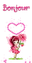 girl with falling hearts