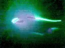 techno lights at a rave