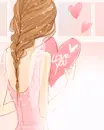 cute kawaii fashion girl with a heart present