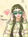 cute kawaii fashion girl listening to music be happy