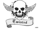 twisted white skull