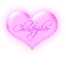 Christopher in a pink blinking heart