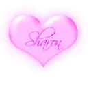 Sharon in a pink blinking heart