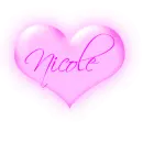 Nicole in a pink blinking heart