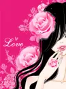 cute kawaii love fashion girl with pink roses