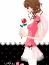 cute kawaii fashion girl with a red rose