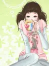 cute kawaii fashion girl sipping tea