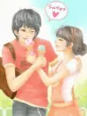cute kawaii fashion lovers eating a sweet ice cream