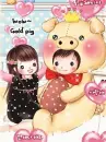 cute kawaii lil lovers the girl loving her gold pig boy too much