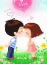 cute kawaii lil lovers kiss