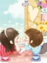 cute kawaii lil lovers kiss
