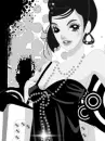 cute kawaii black & white fashion girl