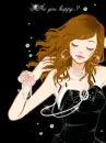 cute kawaii black & white fashion girl are you happy