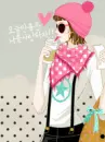 cute kawaii fashion girl drinking