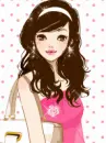 cute kawaii fashion girl with a bag & a pink top