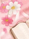 cute kawaii book & flowers