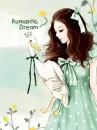 cute kawaii fashion girl with a goose, romantic dream