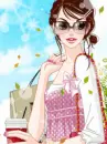 cute kawaii fashion girl & shopping bags