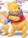 cute kawaii winnie pooh playing with snow
