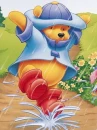 cute kawaii winnie pooh on a rainy day