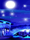 cute kawaii night scene