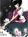 cute kawaii girl with small animals
