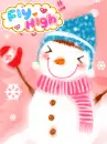 cute kawaii snowman fly high