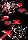 black, red, white