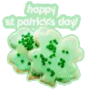 Happy St. Patrick's Day clover cookies.
