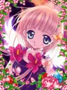 cute kawaii anime girl with flowers & butterflies