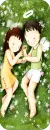cute kawaii lil lovers sleeping on the grass