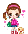 cute kawaii sayclub girl with a puppy