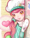 cute kawaii pink haired girl in love