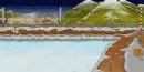 cute kawaii train scene at night