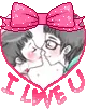 cute kawaii ribbon lovers in a heart