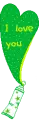 cute kawaii i love you green paint heart